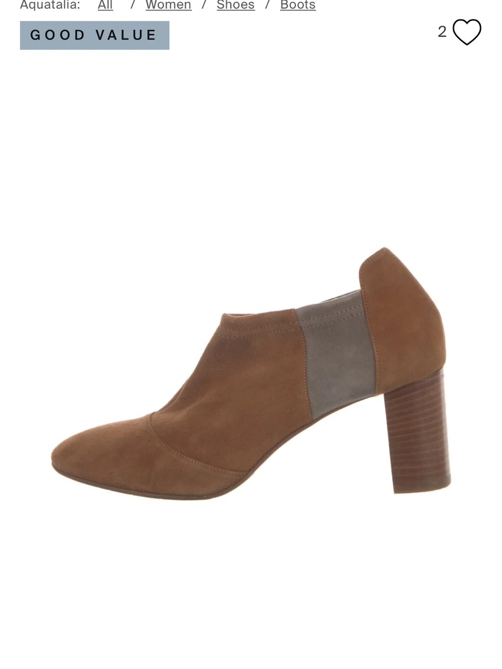 Aquatalia Women's Brown Suede Block Heel Ankle Shoe Size 6